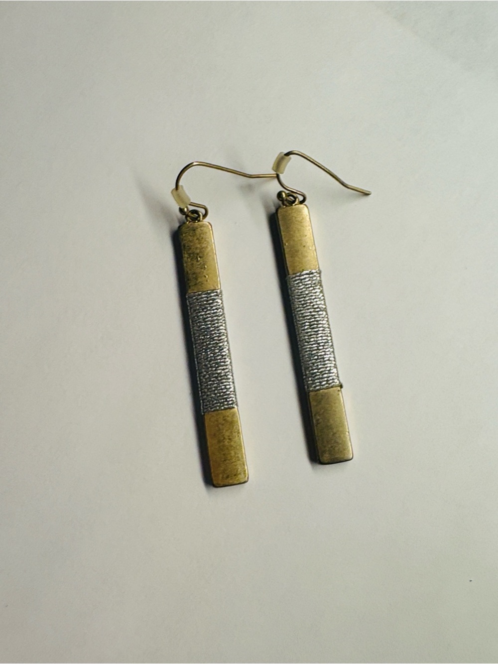 Gold and Silver Bar Drop Earrings